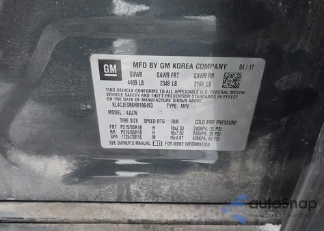 2017 Buick Encore Preferred from USA, damaged, VIN KL4CJESB6HB196493